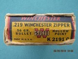 Winchester Super Speed 219 Zipper Red/Yellow/Blue Box, 1939-1945 era, Full - 3 of 8