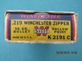 Winchester Super Speed 219 Zipper Red/Yellow/Blue Box, 1939-1945 era, Full - 5 of 8