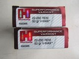 Hornady 22-250 V-MAX Superformance Varmint Ammo 2 Full Boxes New Old StockFREE SHIPPING - 1 of 9