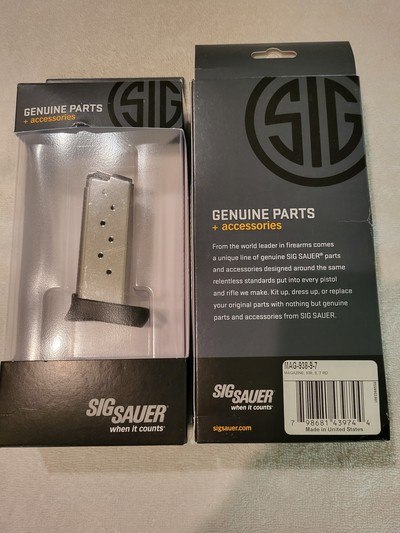 two (2) brand new Sig Sauer P938 7 round mags with pinky extender - Image 2 of 2