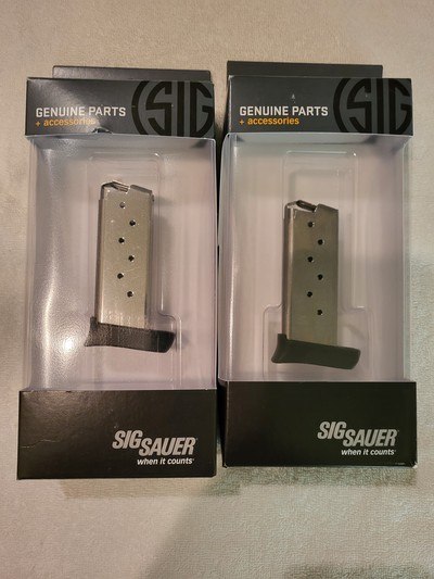 two (2) brand new Sig Sauer P938 7 round mags with pinky extender - Image 1 of 2