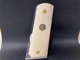 Fossilized Walrus Ivory 1911 Grips with Factory Colt Custom Shop Medallion - 1 of 2