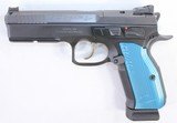 NEW CZ USA SHADOW 2 BLUE GRIPS 9MM DA/SA W/ BOX 3-MAGS, RMR PLATE - 1 of 7