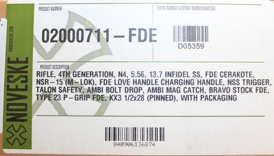 NEW NOVESKE N4 GEN 4 INFIDEL 5.56 NATO 13.7