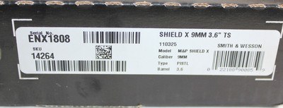 LNIB SMITH & WESSON M&P SHIELD X 9MM 3.6