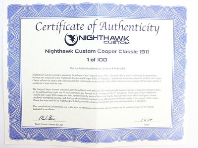 NEW RARE NIGHTHAWK CUSTOM COOPER CLASSIC 1911 45 ACP 5