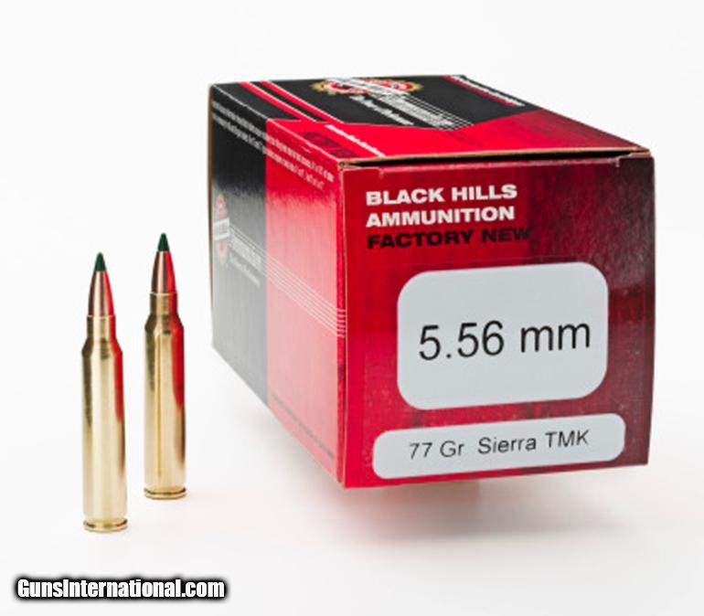 Black Hills 5.56 77-gr Tipped MatchKing ammo.