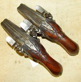 Pair Of High Quality French Double Barrel Flintlock .45 Caliber Travelers Pistols - 2 of 15