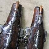 Pair Of High Quality French Double Barrel Flintlock .45 Caliber Travelers Pistols - 11 of 15