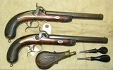 True Pair of DuBout A Metz Percussion High Grade .70 Cal Large Bore Pistols Circa 1850 - 1 of 19