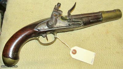 Scarce Italian Flint Lock Military Pistol Early 1800's .70 Caliber Brass Mounted