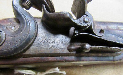 J. Richards 1780's Revolutionary War Period British Flint Lock Cannon Barrel Swivel Ramrod Officers or Travelers Pistol - Image 5 of 20