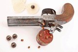 ANTIQUE PERCUSSION DOUBLE BARREL DAMASCUS POCKET PISTOL .41 CALIBER - 2 of 5