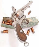 ANTIQUE MILITARY LICENSED LEFAUCHEUX MODEL1854 12mm PINFIRE CIVIL WAR D.A. ENGRAVED REVOLVER. NO FFL. - 2 of 6