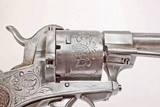 ANTIQUE MILITARY LICENSED LEFAUCHEUX MODEL1854 12mm PINFIRE CIVIL WAR D.A. ENGRAVED REVOLVER. NO FFL. - 3 of 6