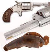 ANTIQUE WIDE AWAKE 32RF SINGLE ACTION REVOLVER WITH ORIGINAL LEATHER. HOLSTER. NO FFL.