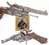 ANTIQUE SPANISH ENGRAVED LEFAUCHEUX 6 ROUND DOUBLE ACTION CIVIL WAR 12 mm PINFIRE REVOLVER. NO FFL. - 2 of 5