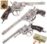 ANTIQUE ENGRAVED CIVIL WAR FRENCH LEFAUCHEUX 6 ROUND D.A. 9mm PINFIRE REVOLVER. NO FFL. - 1 of 5