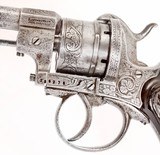 ANTIQUE ENGRAVED CIVIL WAR FRENCH LEFAUCHEUX 6 ROUND D.A. 9mm PINFIRE REVOLVER. NO FFL. - 3 of 5