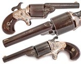 ANTIQUE RARE MOORE'S PATENT FIREARMS CO. 32 TEAT-FIRE CAL. 6 RD ENGRAVED REVOLVER. - 2 of 5