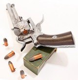 ANTIQUE ENGRAVED CIVIL WAR FRENCH LEFAUCHEUX 6 ROUND D.A. 7mm PINFIRE REVOLVER. NO FFL. - 2 of 5