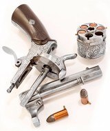 ANTIQUE ENGRAVED CIVIL WAR FRENCH LEFAUCHEUX 6 ROUND D.A. 7mm PINFIRE REVOLVER. NO FFL. - 3 of 5