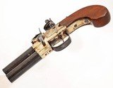 ANTIQUE T. BOLTON.Co. LONDON DOUBLE BARREL FLINTLOCK POCKET PISTOL. - 6 of 7