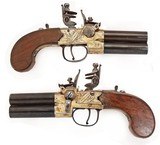 ANTIQUE T. BOLTON.Co. LONDON DOUBLE BARREL FLINTLOCK POCKET PISTOL. - 1 of 7