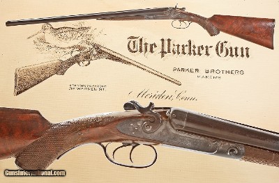 ANTIQUE PARKER BROS. SXS DAMASCUS HAMMERED .12GA SHOTGUN. NO FFL