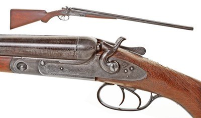 ANTIQUE PARKER BROS. PROJECT SXS DAMASCUS HAMMERED .12GA SHOTGUN. NO FFL