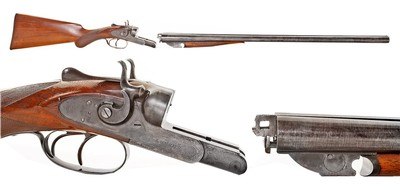 ANTIQUE L.C. SMITH DAMASCUS SIDE BY SIDE 12GA 22