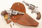 ANTIQUE ENGRAVED PRAIRIE KING 22 SHORT 7 ROUND SINGLE ACTION REVOLVER + LEATHER HOLSTER. NO FFL. - 1 of 6