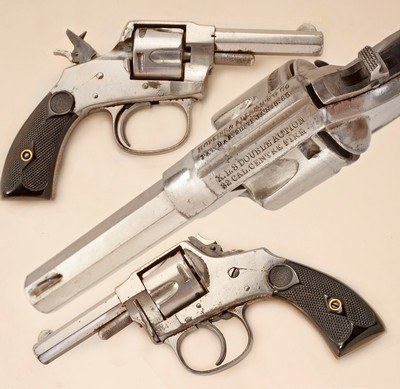 ANTIQUE HOPKINS & ALLEN X.L.3 DOUBLE ACTION 32 S&W CAL. 5 ROUND REVOLVER. NO FFL. - Image 1 of 4