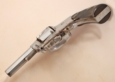 ANTIQUE HOPKINS & ALLEN X.L.3 DOUBLE ACTION 32 S&W CAL. 5 ROUND REVOLVER. NO FFL. - Image 4 of 4