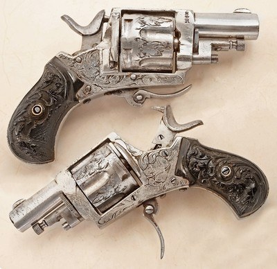ANTIQUE ENGRAVED DOUBLE ACTION FOLDING TRIGGER 6 ROUND .32 COLT SHORT CAL. REVOLVER EXCELLENT. NO FFL. - Image 1 of 5