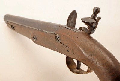 ANTIQUE FLINTLOCK SINGLE SHOT PISTOL 9 INCH 70 CALIBER. - Image 5 of 6