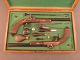 Beautiful Cased Set of Belgian Percussion Dueling Pistols Cased - 1 of 12