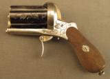 Scarce Belgian Antique Pinfire Pepperbox Pistol Excellent - 6 of 12