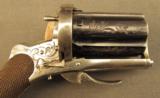 Scarce Belgian Antique Pinfire Pepperbox Pistol Excellent - 3 of 12