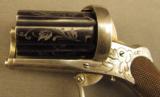 Scarce Belgian Antique Pinfire Pepperbox Pistol Excellent - 9 of 12