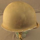 Early US Army World War II M1 Helmet with Hawley fiber liner - 3 of 12