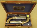 Stunning Cased Pair Burnand Silver Mounted Prize Pistols Dated 1861 - 2 of 12