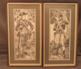 Pair of Hand Drawn Revolutionary War Soldiers Col. Waterhouse - 1 of 6