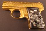Exquisite John Adams Engraved, Gold-Finished Browning .25 Pistol - 3 of 10