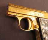 Exquisite John Adams Engraved, Gold-Finished Browning .25 Pistol - 4 of 10