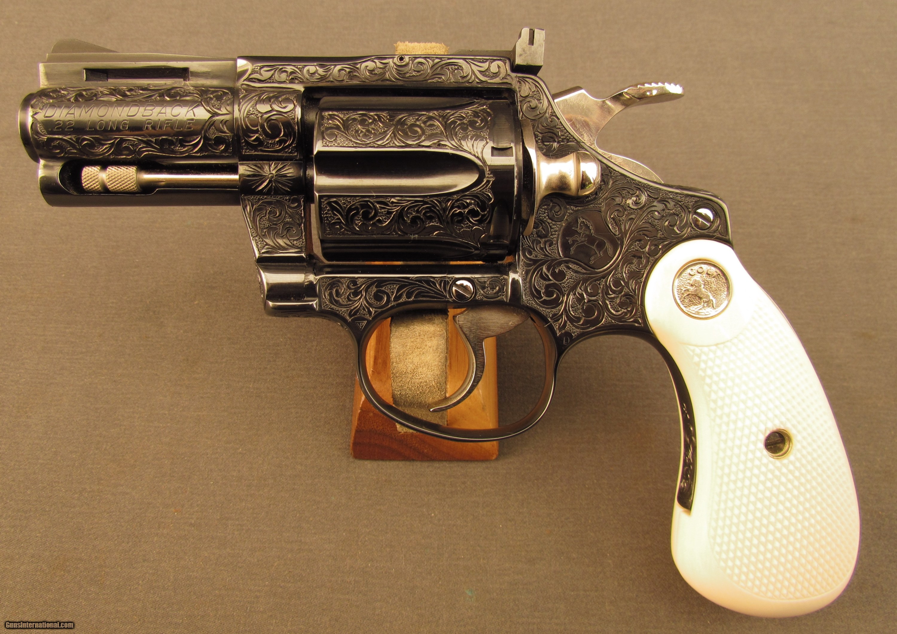 Colt Custom Shop Engraved Diamondback Revolver by Harper Ivory Grips