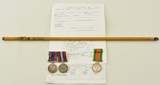 Handmade Swagger Stick and Medals Belonging to Pvt. Leo D. Melanson RC - 1 of 15