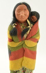 Vintage 1930's Skookum Native American Doll Mother and Child 10 3/4