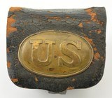 Leather Pistol or Cap Box with U.S. Plate - 1 of 9