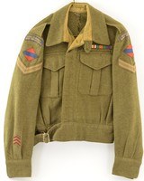 WW2 Canadian Uniform Jacket with canvass Patches 1945 Dated - 1 of 11